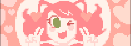 A poster of a pink catgirl